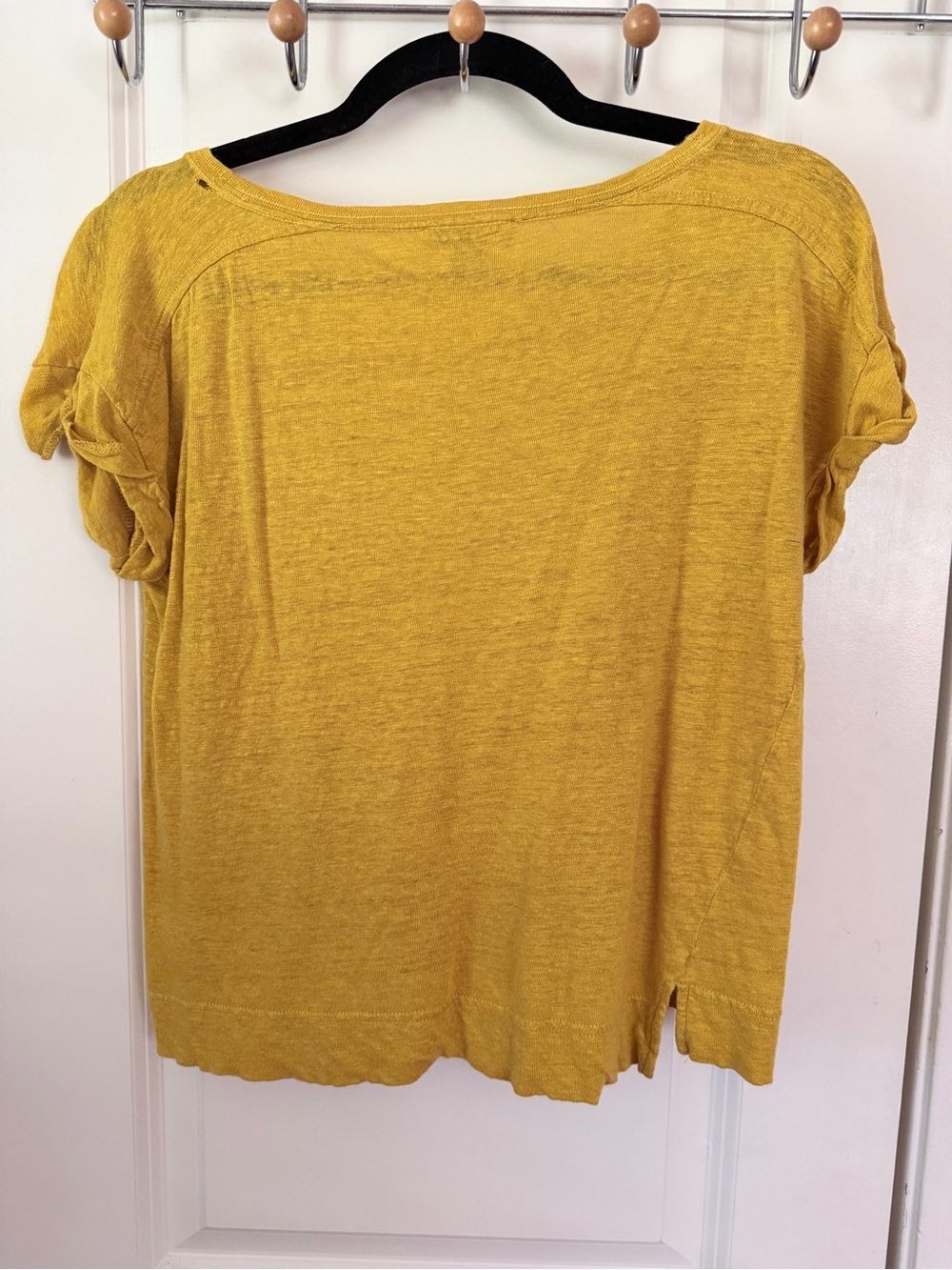 J. Crew Women's Mustard Short Sleeve 100% Linen Tee - Picture 6 of 7